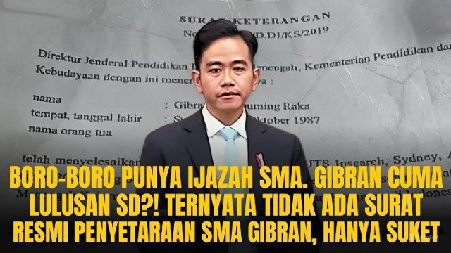 GEMPAR! Dosen IPB Ungkap Bukti Gibran Ternyata Cuma Lulusan SD?