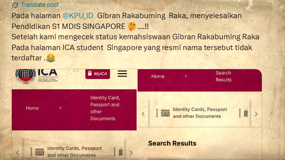 Warganet Tak Temukan Nama Gibran sebagai Alumni Mahasiswa MDIS Singapura