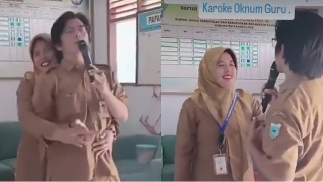 Viral Sepasang Guru SD Bukan Suami Istri Pelukan, Karaoke Pakai Smart TV Pemberian Presiden Prabowo
