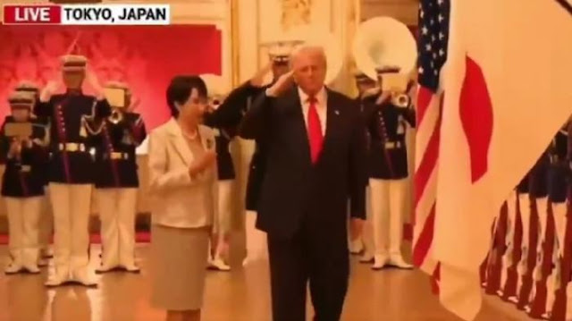 Detik-detik PM Jepang Panik Saat Mendampingi Donald Trump di Istana​