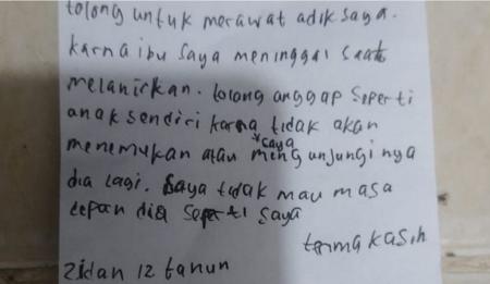 Bayi Ameera Ditinggal di Pejaten, Surat Haru dari Kakak Zidan (12 Tahun) Viral