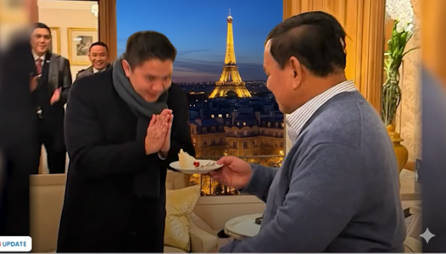 Prabowo Subianto Rayakan Ulang Tahun Seskab Teddy di Paris, Momen Haru di Tengah Diplomasi