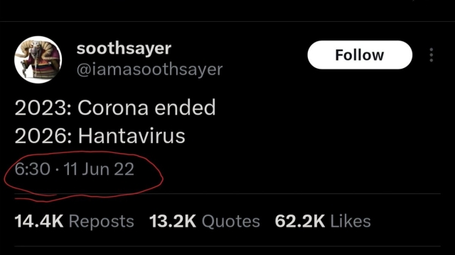 Tweet Ramalan 2022 Viral Usai WHO Konfirmasi Wabah Hantavirus di Kapal Pesiar
