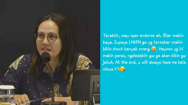 Status WA Indri Wahyuni Juri LCC 4 Pilar MPR Diduga Bocor, Tantang Warganet Bongkar LHKPN dan Pede Open Endorse Usai Viral