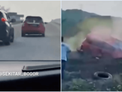 Kejar-kejaran Mobil Polisi vs Pelaku Pembunuhan Wanita di Bogor Berakhir Terguling di Pinggir Tol