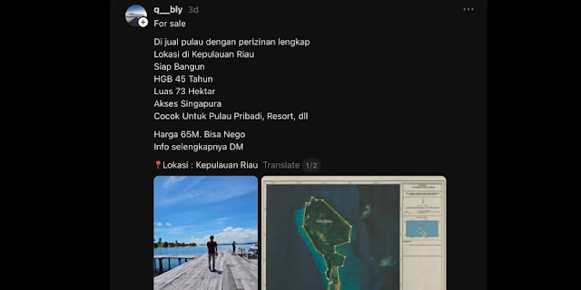 Viral! Pulau Katang Kepri Dijual Rp65 Miliar, Begini Faktanya Menurut Pemerintah