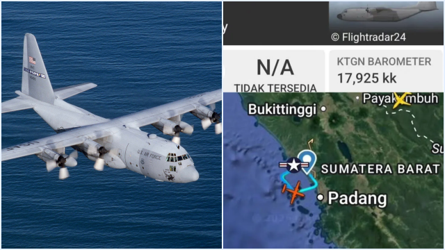 Pesawat Militer AS Terdeteksi Terbang di Perairan Barat Padang, Sumatera Barat