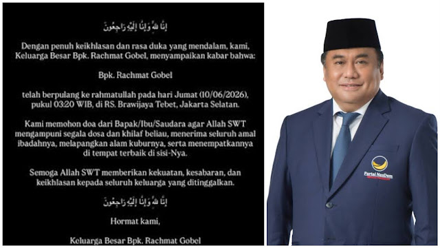 Rachmat Gobel Meninggal Dunia, Politikus Senior Nasdem Berpulang di RS Brawijaya