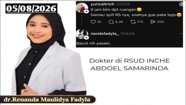 Dokter RSUD Samarinda Diistirahatkan Usai Komentar Viral Bacot Nih Pasien, Ini Kata Manajemen
